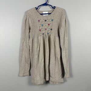 Hanna Andersson Sweater Dress Smocked Size 140 cm 10 Tan Long Sleeve